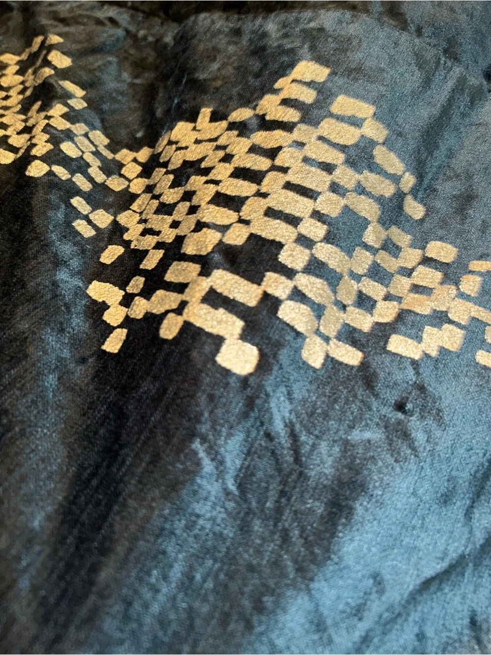West Elm Navy Velvet Duvet Cover with Gold Dot Pattern with 2 Euro pillows